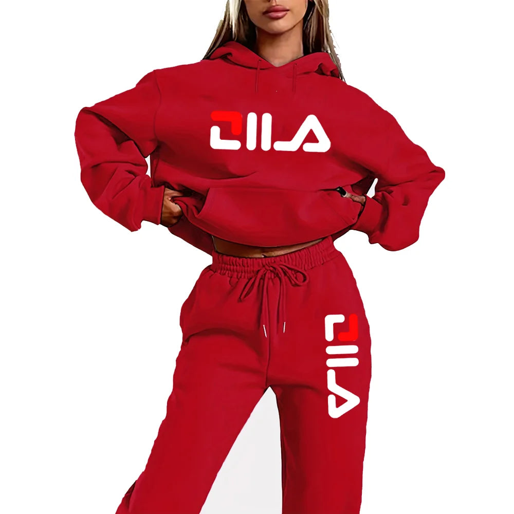 Women's Tracksuit Quality Two Piece Set for Women Fashion Jogging Sweatshirt Suit Drawstring Sports Daily Hooded