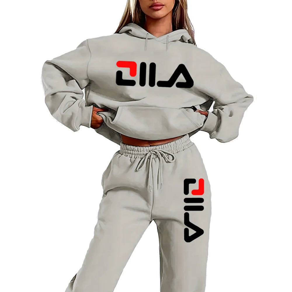 Women's Tracksuit Quality Two Piece Set for Women Fashion Jogging Sweatshirt Suit Drawstring Sports Daily Hooded