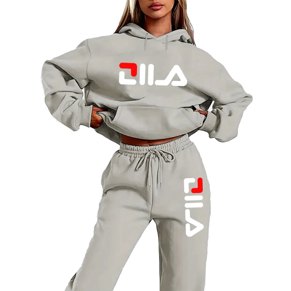 Women's Tracksuit Quality Two Piece Set for Women Fashion Jogging Sweatshirt Suit Drawstring Sports Daily Hooded